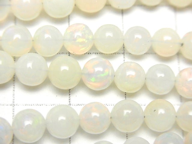 [Video] Top Quality Milky Precious Opal AAAA Round 5-9 mm Size Gradation 1strand beads (aprx.15inch / 38cm)