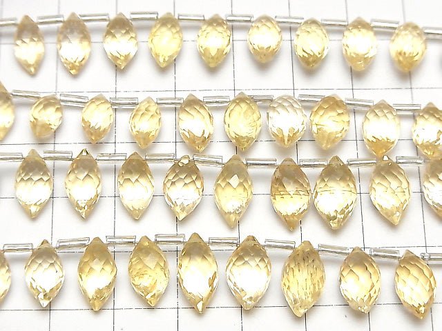 [Video] High Quality Citrine AAA- Marquise Rice Faceted Briolette 1strand beads (aprx.5inch / 13cm)