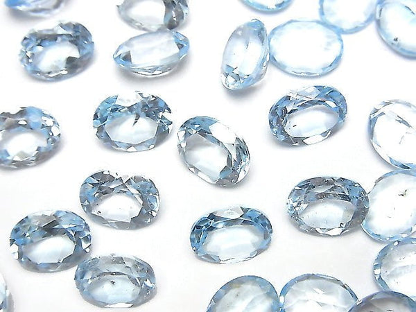 [Video]High Quality Sky Blue Topaz AAA Loose stone Oval Faceted 10x8mm 2pcs