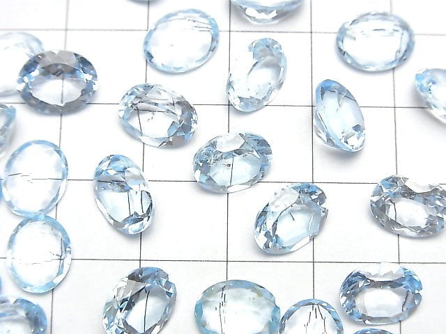 [Video]High Quality Sky Blue Topaz AAA Loose stone Oval Faceted 10x8mm 2pcs