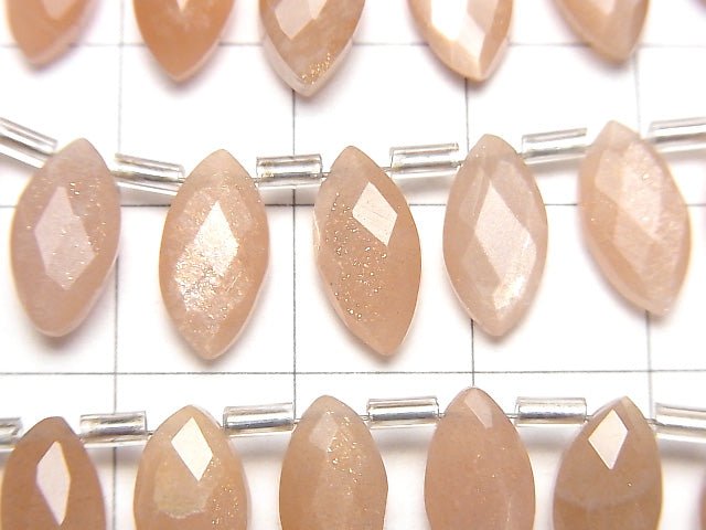 [Video] Peach Moonstone AA++ Faceted Marquise 12x6mm 1strand (12pcs)