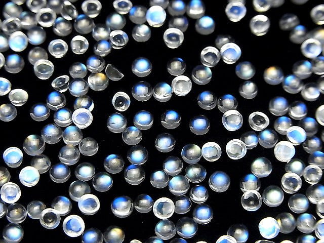 [Video] High Quality Rainbow Moonstone AAA++ Round Cabochon 3x3mm 10pcs
