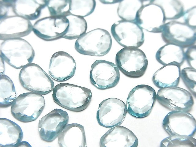 [Video]High Quality Natural Blue Zircon AAA Loose Stone Freeform Single Sided Rose Cut 5pcs