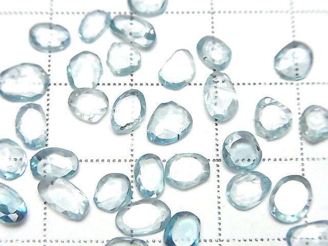 [Video]High Quality Natural Blue Zircon AAA Loose Stone Freeform Single Sided Rose Cut 5pcs