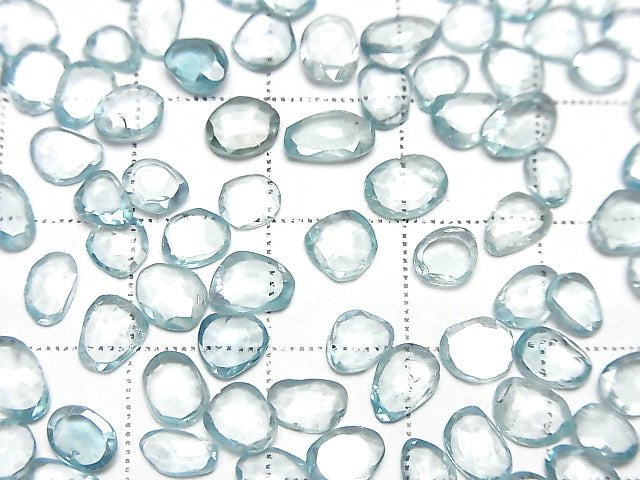 [Video]High Quality Natural Blue Zircon AAA Loose Stone Freeform Single Sided Rose Cut 5pcs