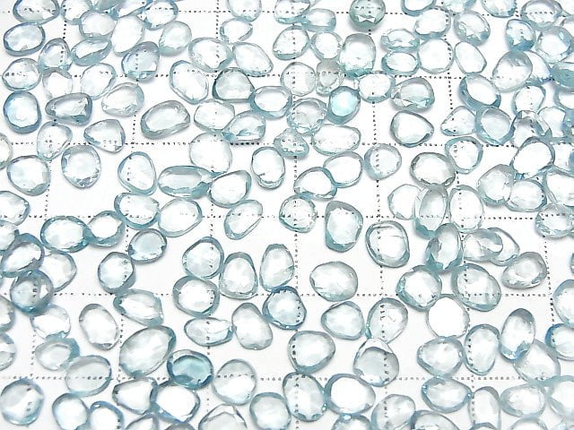 [Video]High Quality Natural Blue Zircon AAA Loose Stone Freeform Single Sided Rose Cut 5pcs