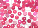[Video]Fuchsia Pink Chalcedony AAA- Round Faceted Cabochon 8x8mm 3pcs $3.79!