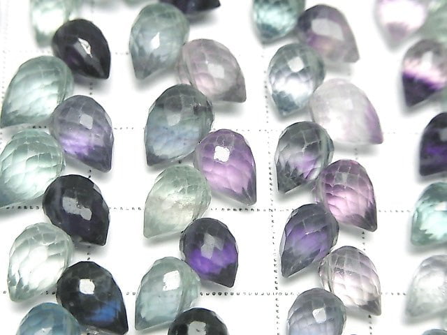 [Video]High Quality Multi-color Fluorite AAA- Flower Bud Faceted Briolette 1strand beads (aprx.3inch/8cm)