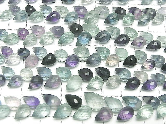 [Video]High Quality Multi-color Fluorite AAA- Flower Bud Faceted Briolette 1strand beads (aprx.3inch/8cm)