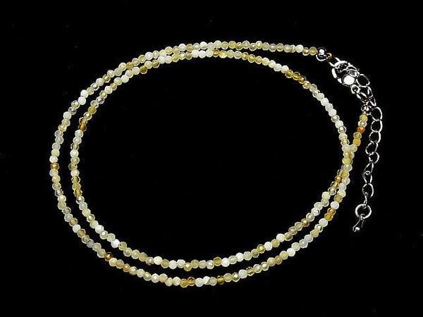 [Video]High Quality! Yellow Opal AA+ Faceted Round 2mm Necklace