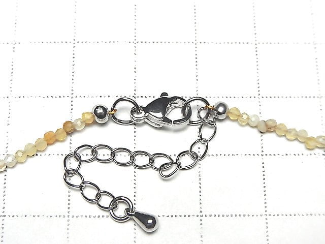[Video]High Quality! Yellow Opal AA+ Faceted Round 2mm Necklace