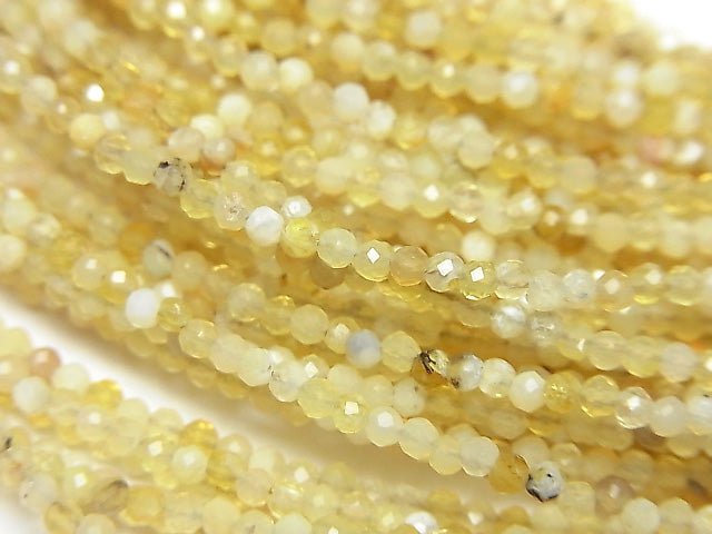 [Video]High Quality! Yellow Opal AA+ Faceted Round 2mm Necklace