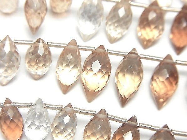 [Video]High Quality Brown Topaz AAA- Marquise Rice Faceted Briolette half or 1strand beads (aprx.7inch/18cm)