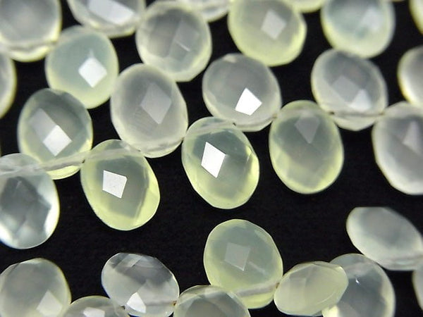 High Quality Light Green Chalcedony AAA Faceted Oval 8 x 6 x 3 mm half or 1 strand beads (aprx.7 inch / 17 cm)