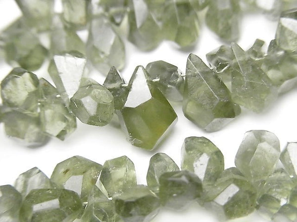 [Video]Green Apatite AA Rough Drop Faceted Briolette 1strand beads (aprx.4inch/9cm)