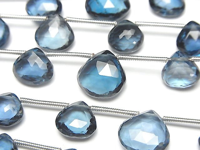 [Video] High Quality London Blue Topaz AAA Chestnut Faceted Briolette 1strand beads (aprx.6inch / 15 cm)