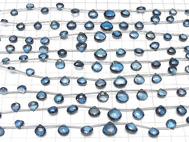 [Video] High Quality London Blue Topaz AAA Chestnut Faceted Briolette 1strand beads (aprx.6inch / 15 cm)