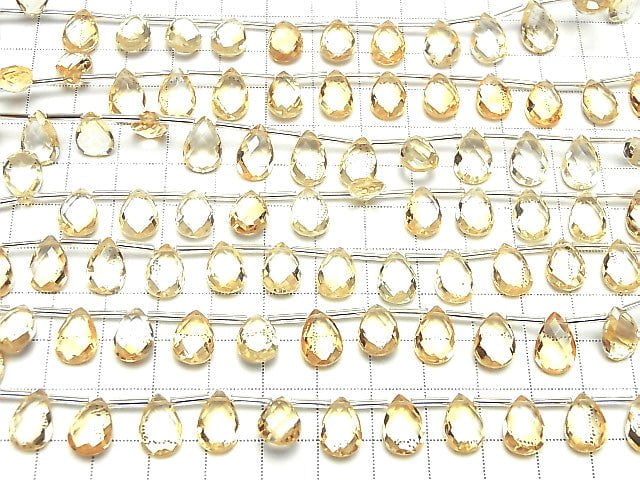 [Video]High Quality Citrine AAA Pear shape Faceted Briolette 12x8mm half or 1strand (12pcs )