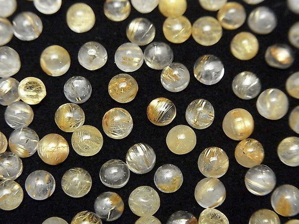 [Video] Rutilated Quartz AA++ Round Cabochon 4x4mm 10pcs