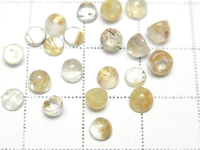 [Video] Rutilated Quartz AA++ Round Cabochon 4x4mm 10pcs