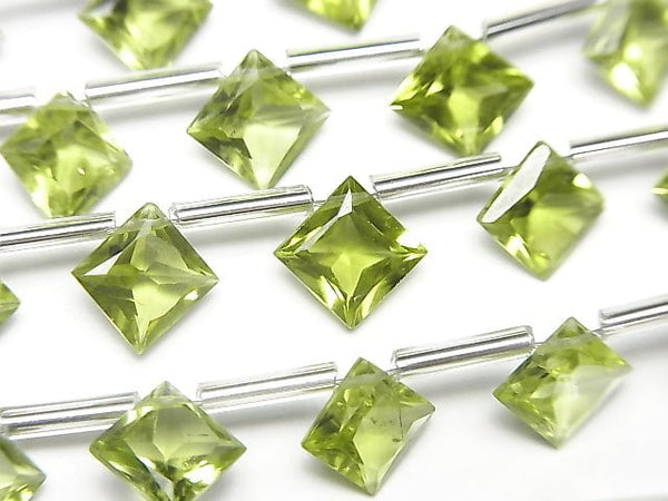 [Video]High Quality Peridot AAA Diamond Princess Cut 8x8mm half or 1strand (8pcs)