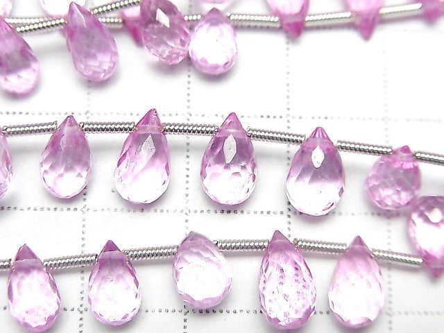[Video] High Quality Pink Topaz AAA- Drop Faceted Briolette half or 1strand (20pcs)