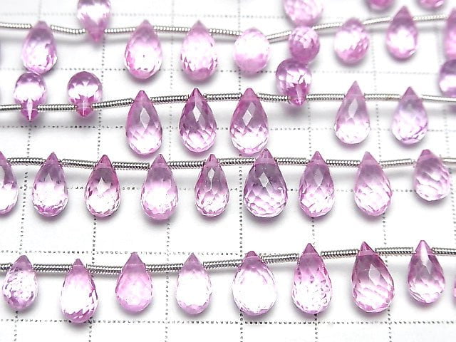 [Video] High Quality Pink Topaz AAA- Drop Faceted Briolette half or 1strand (20pcs)