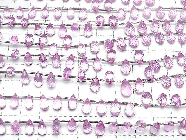 [Video] High Quality Pink Topaz AAA- Drop Faceted Briolette half or 1strand (20pcs)