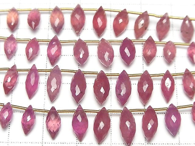 [Video]High Quality Ruby (Pink Sapphire)AA++ Marquise Rice Faceted Briolette half or 1strand beads (aprx.4inch/10cm)