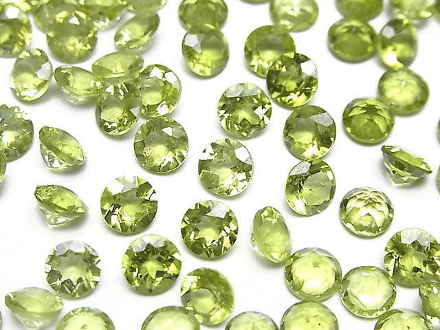 [Video]High Quality Peridot AAA Loose stone Round Faceted 6x6mm 2pcs