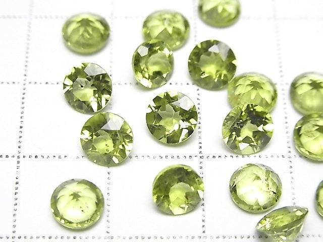 [Video]High Quality Peridot AAA Loose stone Round Faceted 6x6mm 2pcs