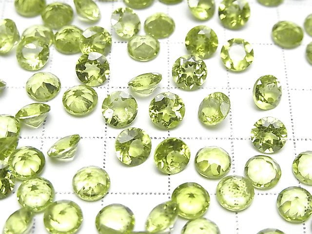 [Video]High Quality Peridot AAA Loose stone Round Faceted 6x6mm 2pcs