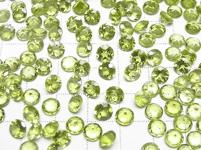 [Video]High Quality Peridot AAA Loose stone Round Faceted 6x6mm 2pcs