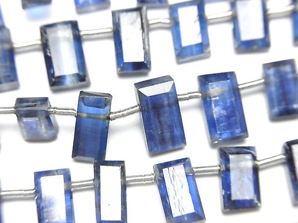 [Video] High Quality Kyanite AA++ Faceted Rectangle [Dark Color] half or 1strand beads (aprx.8inch / 20cm)