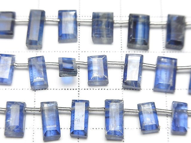 [Video] High Quality Kyanite AA++ Faceted Rectangle [Dark Color] half or 1strand beads (aprx.8inch / 20cm)