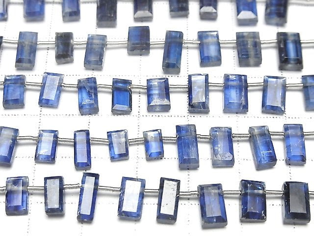 [Video] High Quality Kyanite AA++ Faceted Rectangle [Dark Color] half or 1strand beads (aprx.8inch / 20cm)