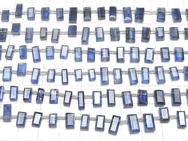 [Video] High Quality Kyanite AA++ Faceted Rectangle [Dark Color] half or 1strand beads (aprx.8inch / 20cm)