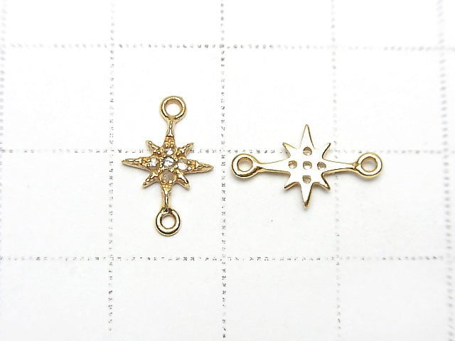 [Video] Diamond Star Charm 8x8x1.5mm [Both Side] 18KGP 1pc