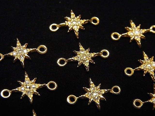 [Video] Diamond Star Charm 8x8x1.5mm [Both Side] 18KGP 1pc