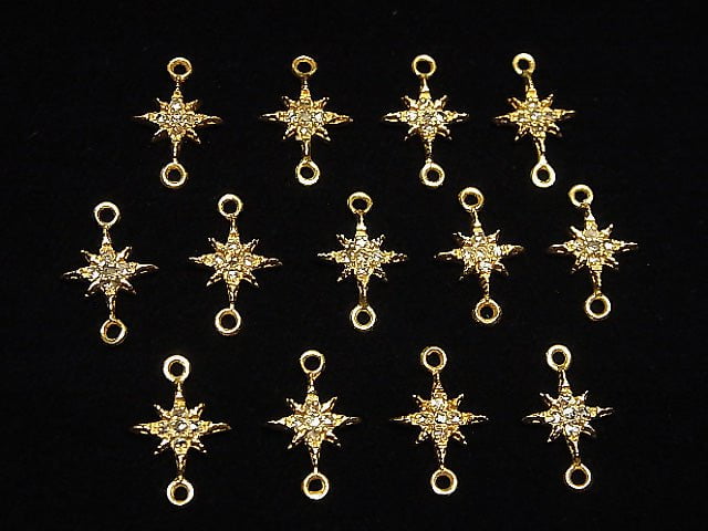 [Video] Diamond Star Charm 8x8x1.5mm [Both Side] 18KGP 1pc