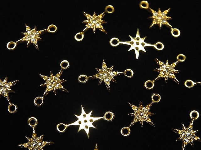 [Video] Diamond Star Charm 8x8x1.5mm [Both Side] 18KGP 1pc