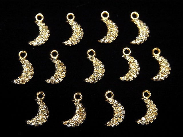 [Video] Diamond Moon Charm 7x5x1.5mm 18KGP 1pc