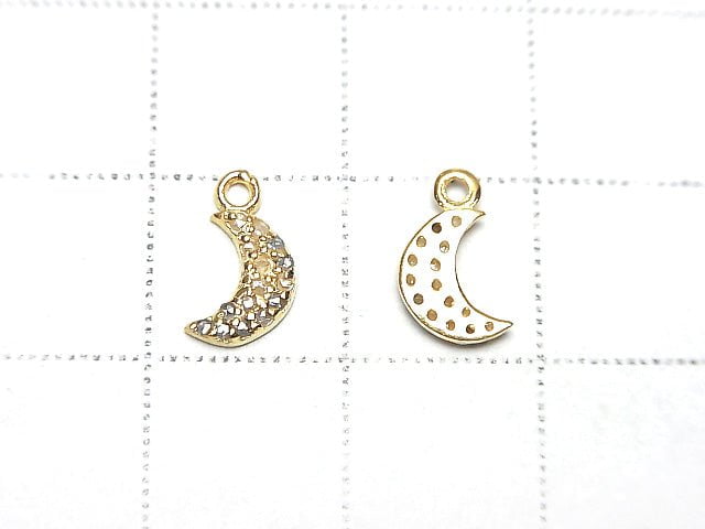 [Video] Diamond Moon Charm 7x5x1.5mm 18KGP 1pc