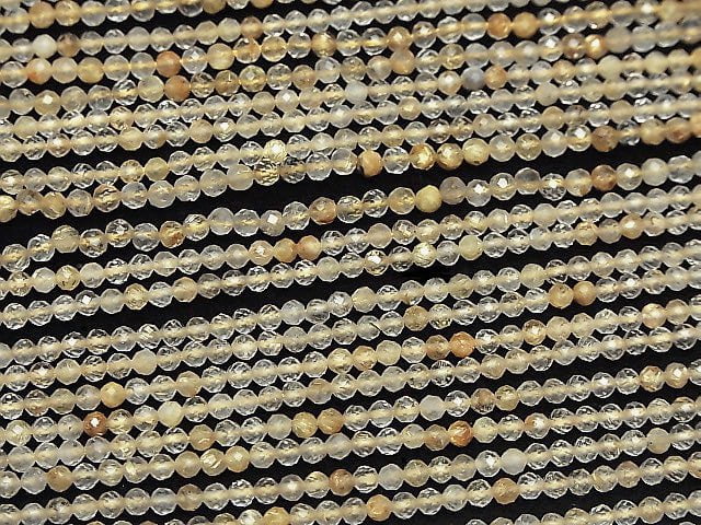 [Video]High Quality! Rutilated Quartz AA++ Faceted Round 3mm 1strand beads (aprx.15inch/38cm)