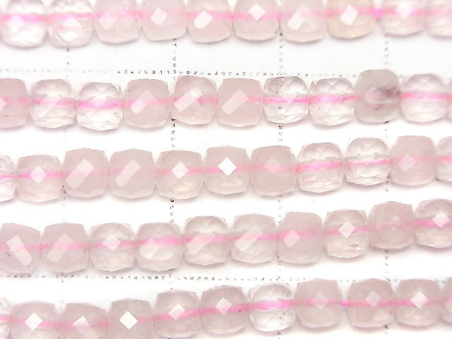 [Video]High Quality! Rose Quartz AA++ Cube Shape 4x4x4mm 1strand beads (aprx.15inch/37cm)