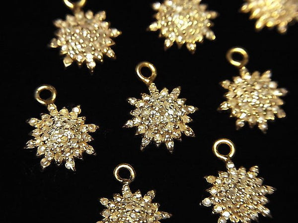 [Video] Diamond Sun Charm 9.5x9.5x3mm 18KGP 1pc