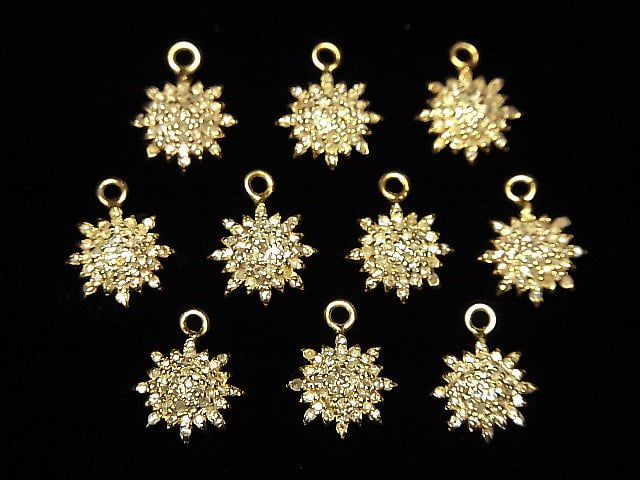 [Video] Diamond Sun Charm 9.5x9.5x3mm 18KGP 1pc