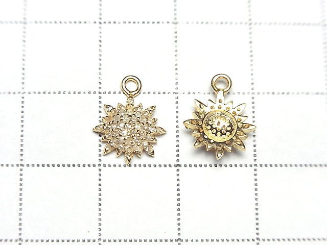 [Video] Diamond Sun Charm 9.5x9.5x3mm 18KGP 1pc