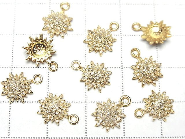 [Video] Diamond Sun Charm 9.5x9.5x3mm 18KGP 1pc