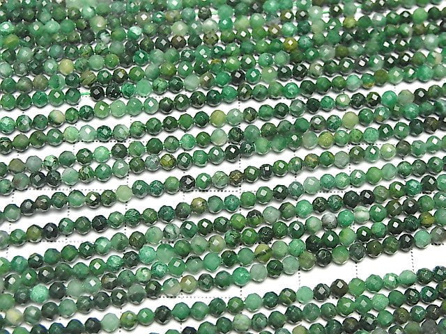 [Video]High Quality! Verdite Faceted Round 3mm 1strand beads (aprx.15inch/37cm)